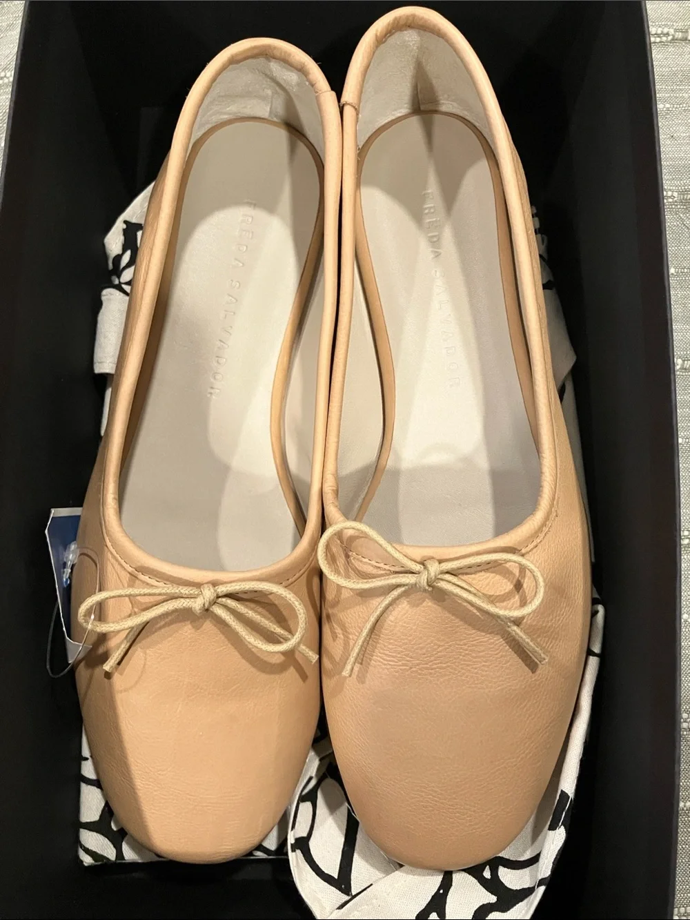 Freda Salvador Roma Ballet Flat in Camel calf